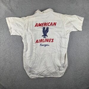 VTG Skipper Wilson Brothers Shirt Mens Loop Collar Chainstitch American Airlines